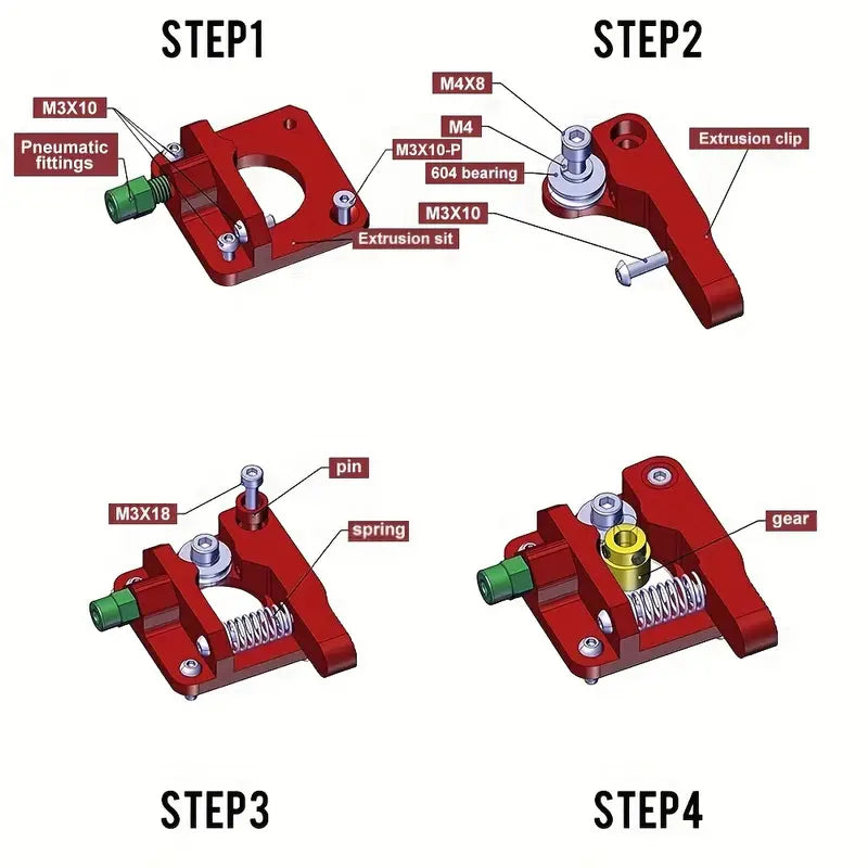 SHUIAN Aluminum MK8 Extruder Upgrade Kit for 3D Printers - Full Metal Drive Feed Replacement for Ender 3/3Pro, CR-10 & CR-10S