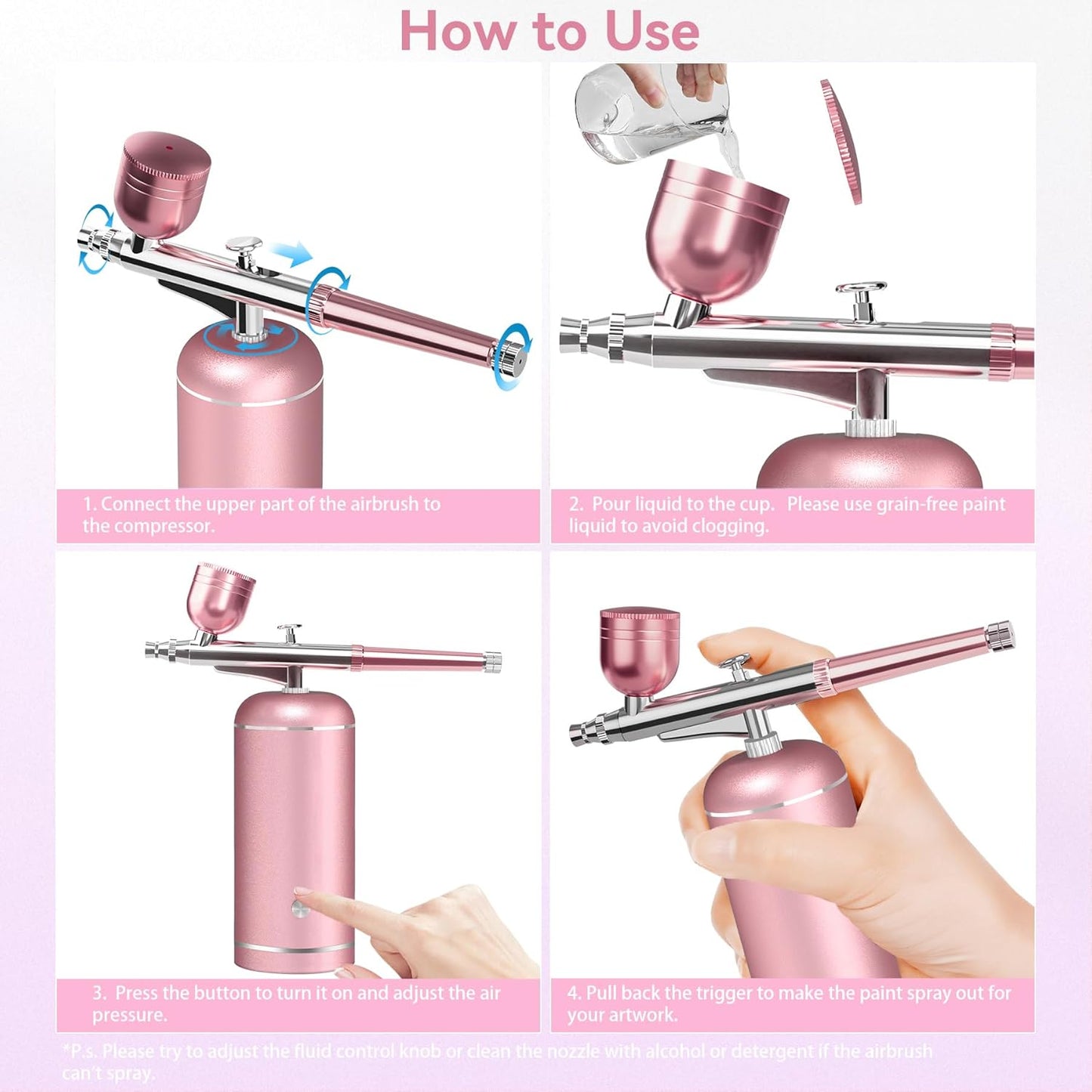 Airbrush Kit with Compressor - 48PSI High-Pressure