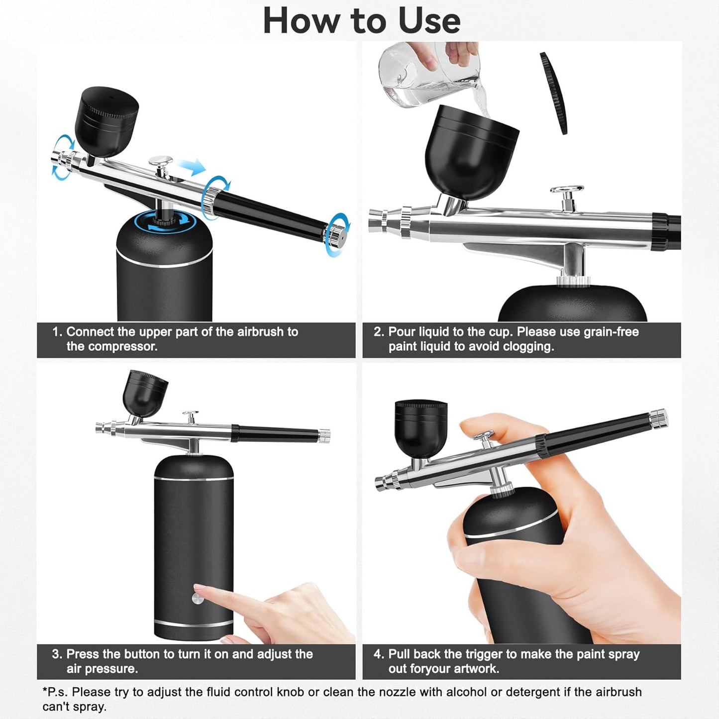 Airbrush Kit with Compressor - 48PSI High-Pressure