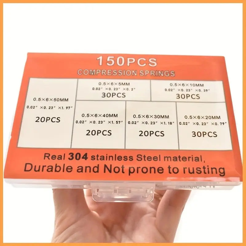 150 Pcs Stainless Steel Compression Springs Assortment Kit