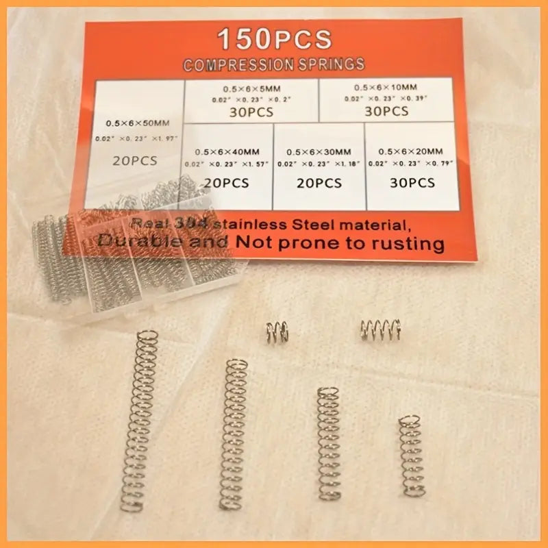 150 Pcs Stainless Steel Compression Springs Assortment Kit
