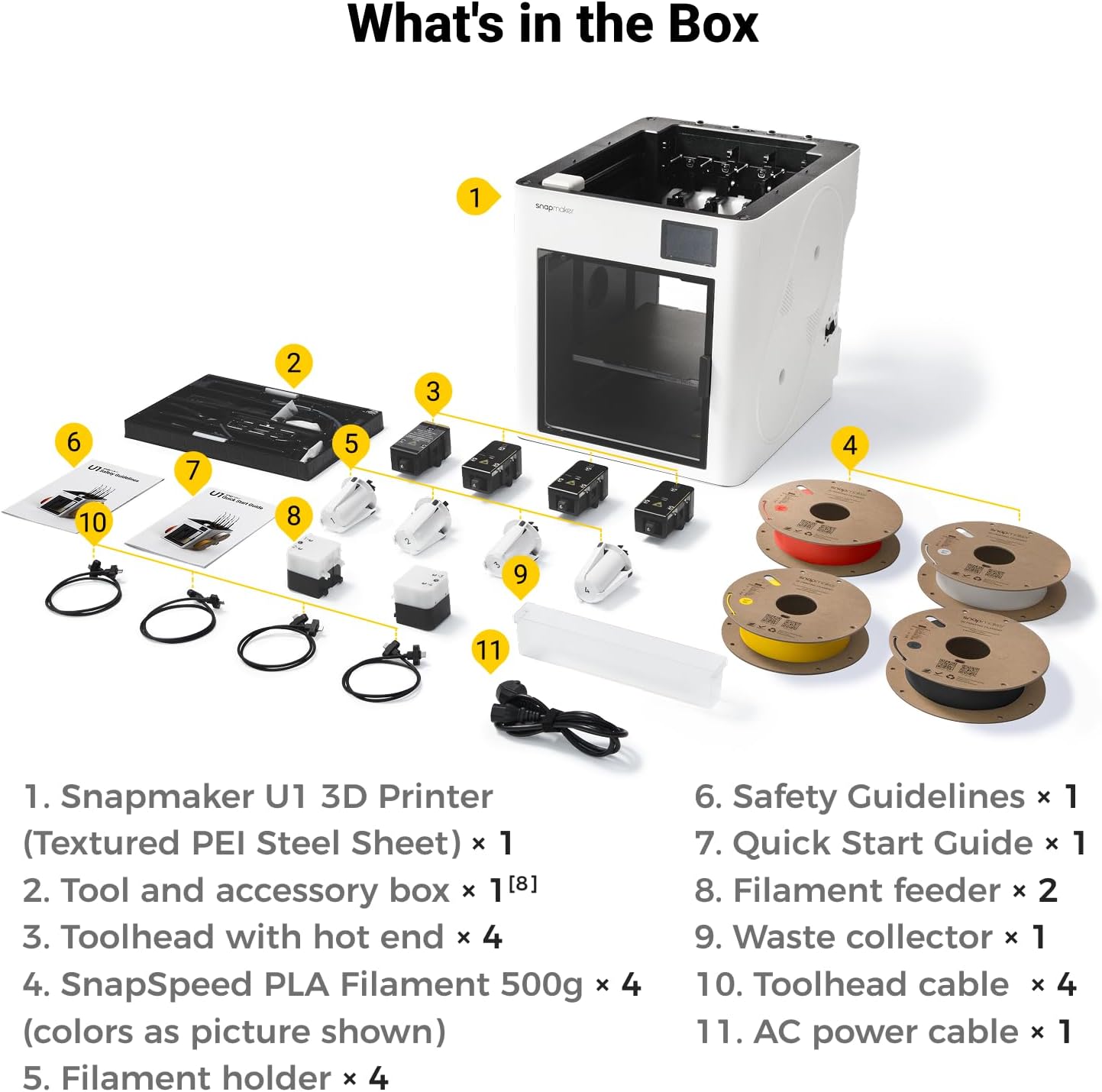 Snapmaker U1 3D Printer Multi Color, 4 Toolhead