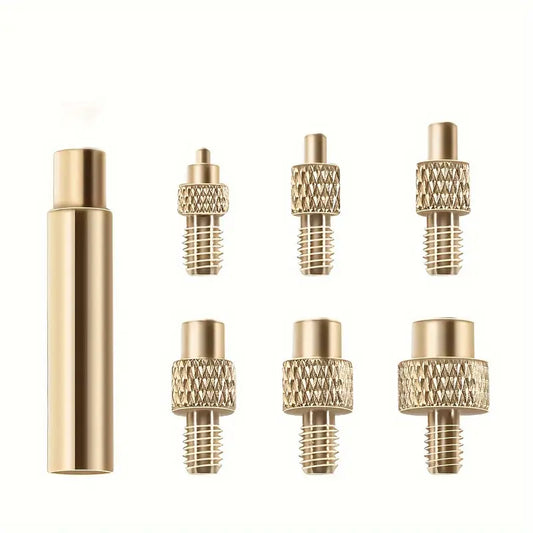 Brass Heat Insert Nut Tool Kit for 3D Printers - M2 to M8 Sizes, Compatible with Standard Soldering Iron Tips, Polished Finish