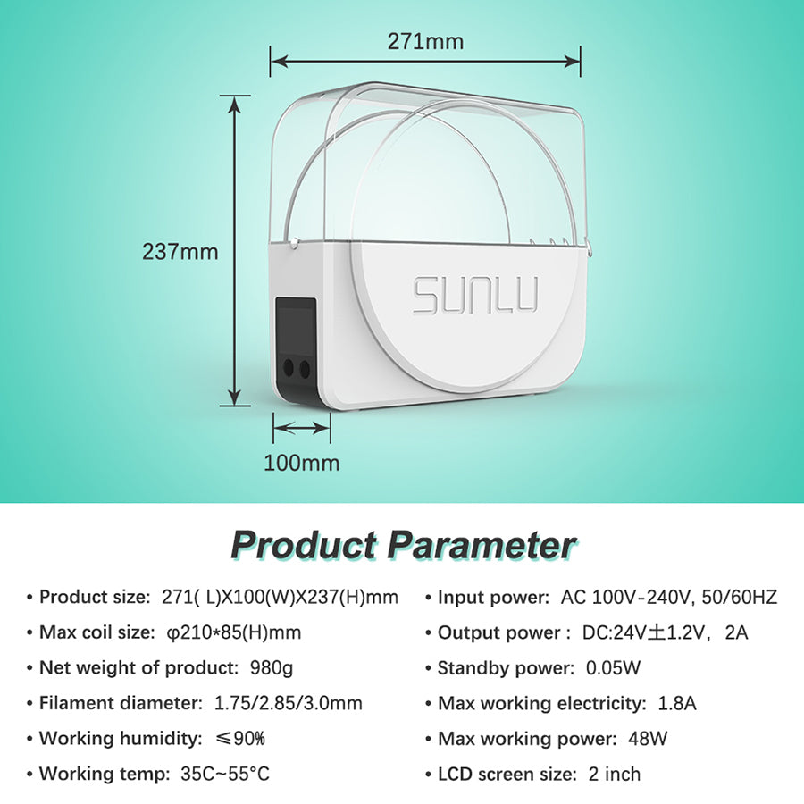 SUNLU S1 Plus ფილამენტის საშრობი