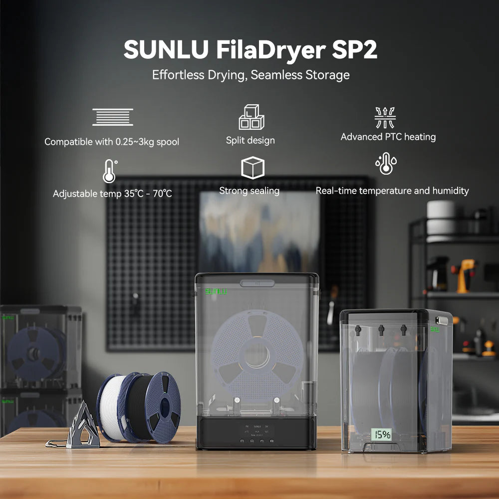 SUNLU SP2, 2-in-1 ფილამენტის საშრობი